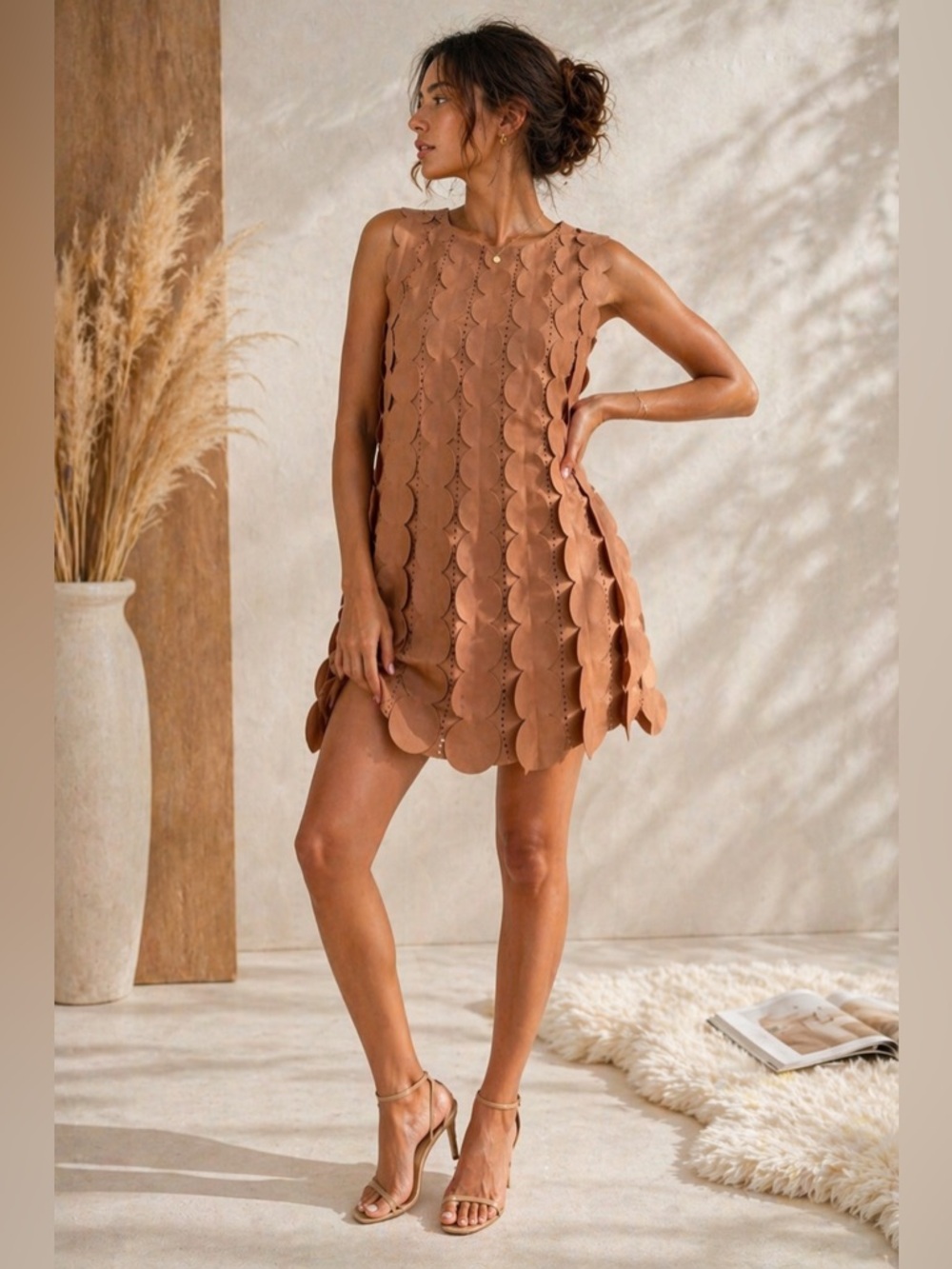 Elegant Brown Sleeveless Dress